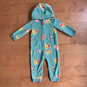 3/$10 CARTERS Toddler girl fleece jumpsuit floral 18m